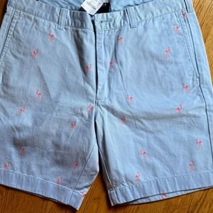 NWT J Crew Gramercy Chino Shorts w/ Pink Flamingos Sz 35/9"